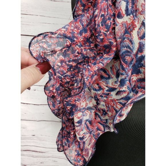 Chaps Blue Red White Crinkle Sheer Women's animal print Scarf - Picture 5 of 8